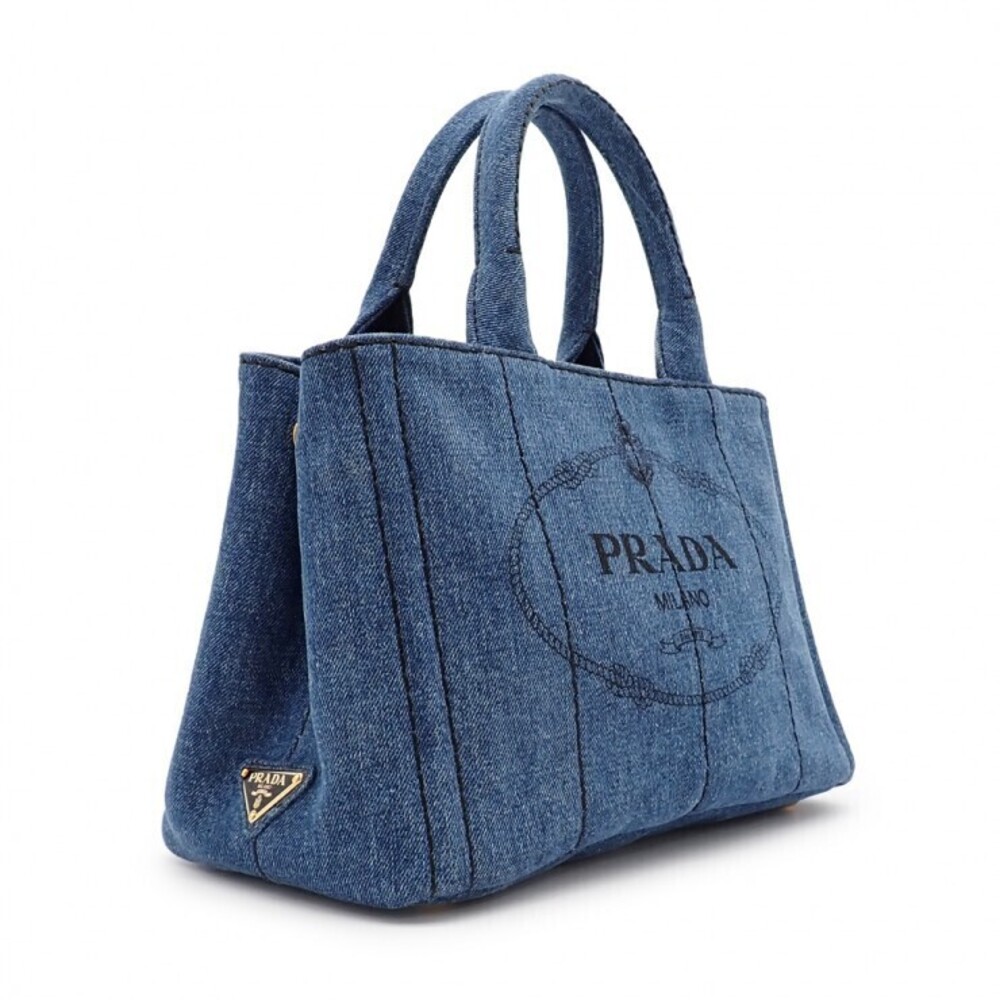 PRADA Canapa bag handbag shoulder denim blue - Picture 4 of 10
